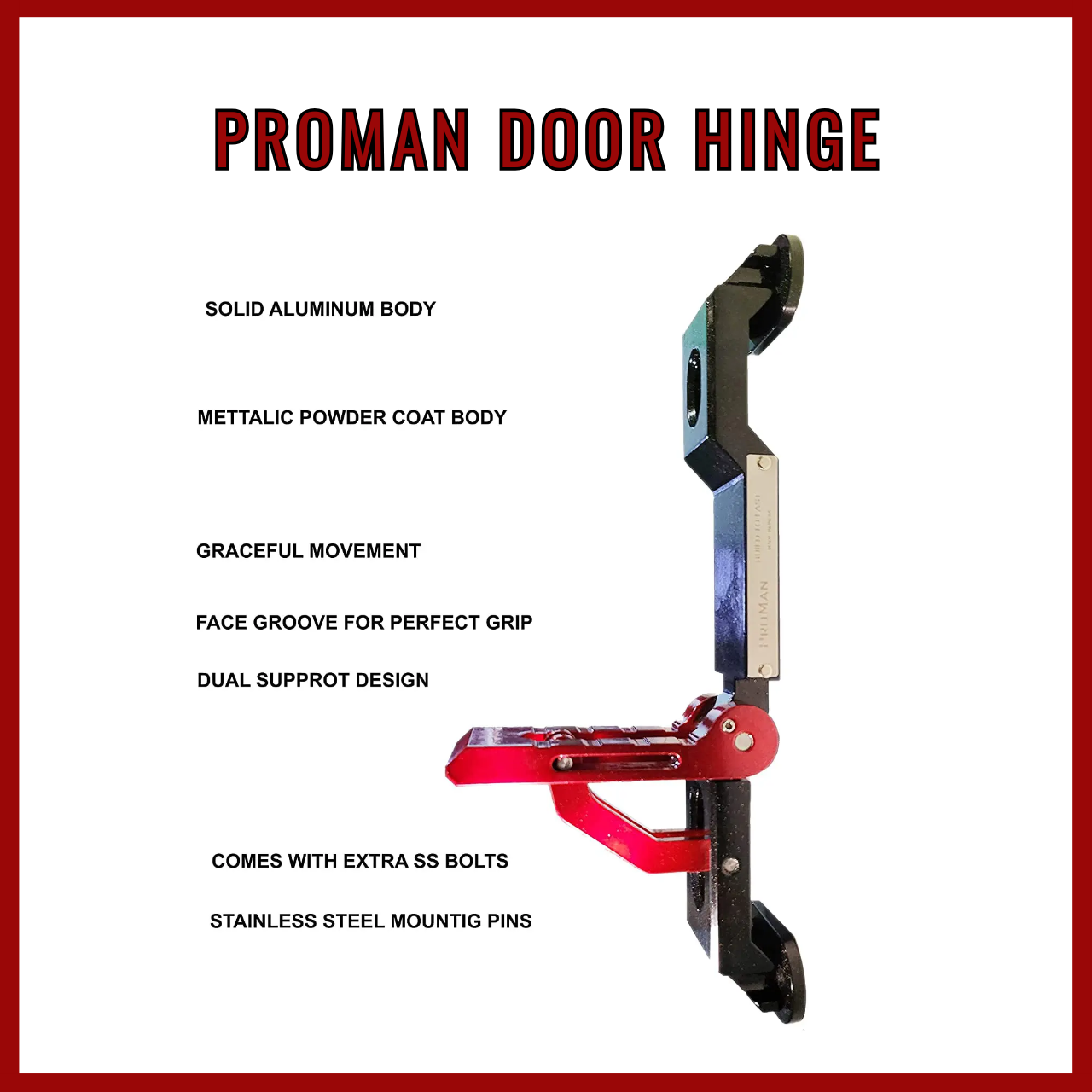 Proman Door Hinge Red Black