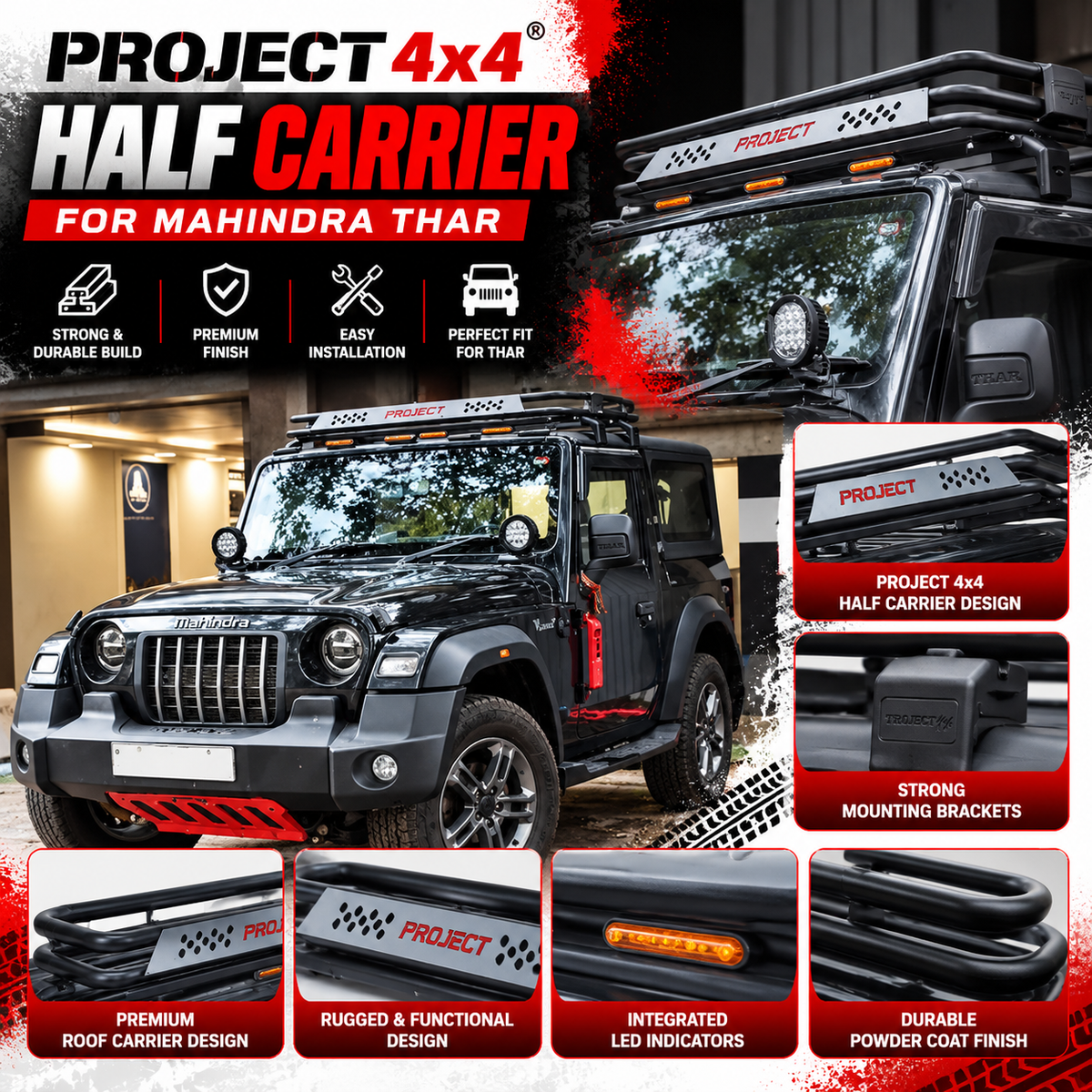 Project 4x4 half carrier on Mahindra Thar 3 Door