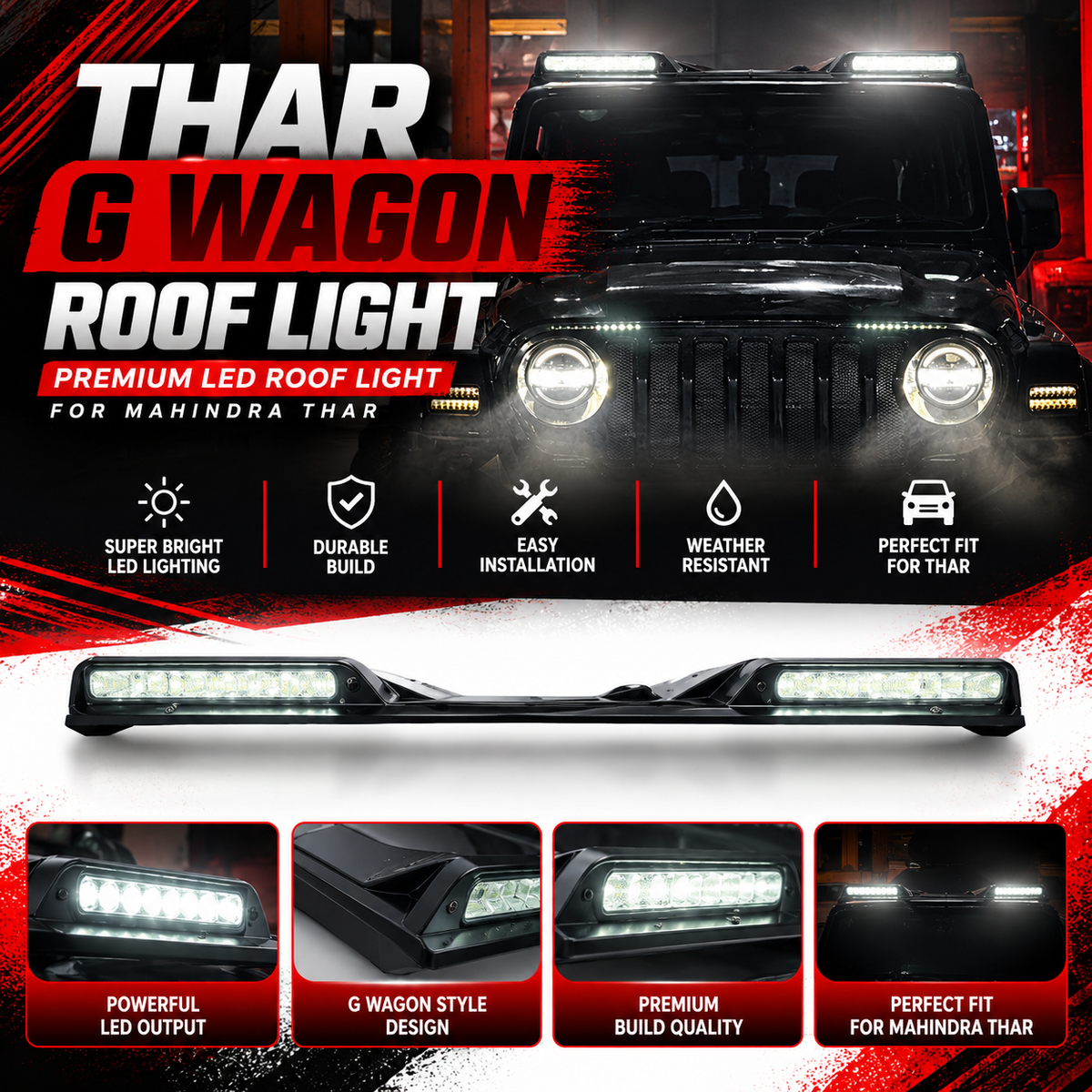 G-Wagon Style LED Roof Light for Mahindra Thar
